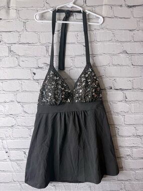 Nwt dark gray Embellished Halter bra Top small